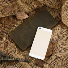 Load image into Gallery viewer, Men's Vintage Crazy Horse Leather Long Vertical Wallet - WAlMYe #