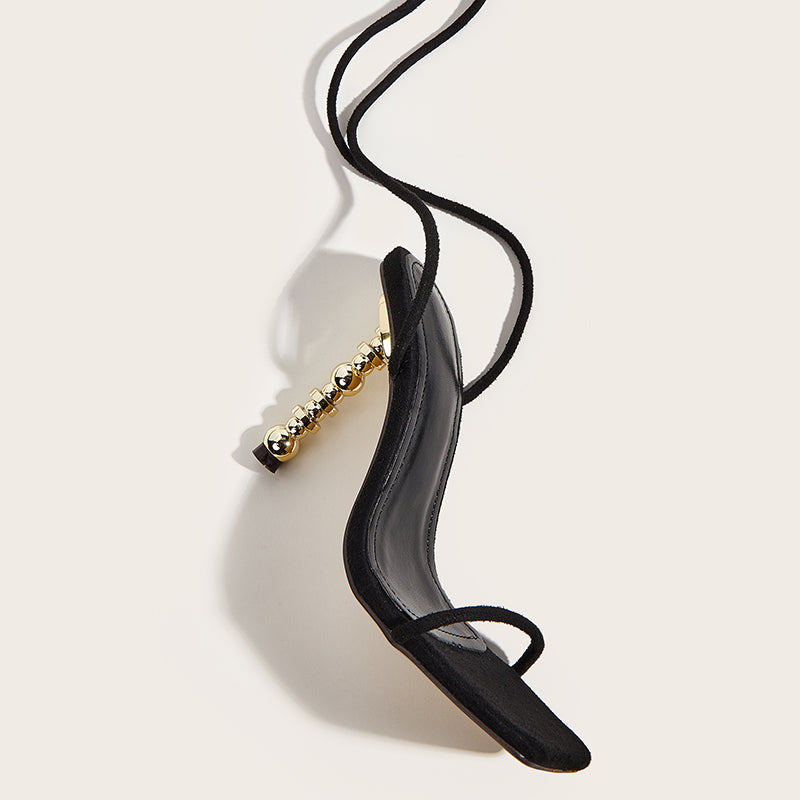Square Head Sticky Rubber Shoes With High Heels - WAlMYe #
