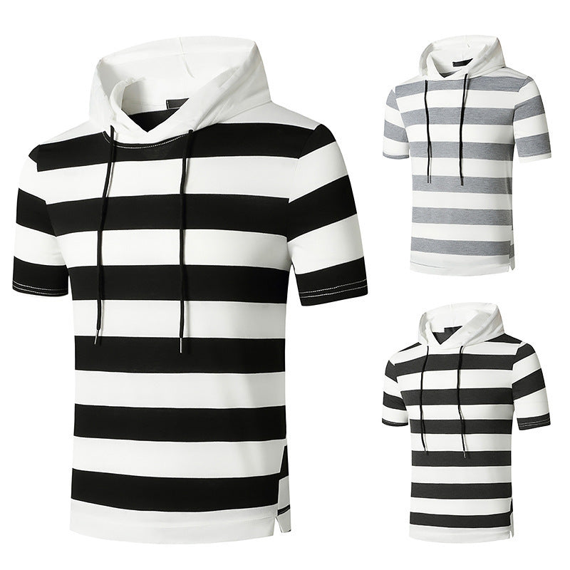 Men's T-shirt Gym Hooded Sports Short Sleeve T-shirt - WAlMYe #