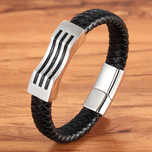 Load image into Gallery viewer, Stainless Steel Leather Braided Leather Cord Bracelet - WAlMYe #