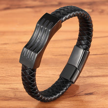 Load image into Gallery viewer, Stainless Steel Leather Braided Leather Cord Bracelet - WAlMYe #