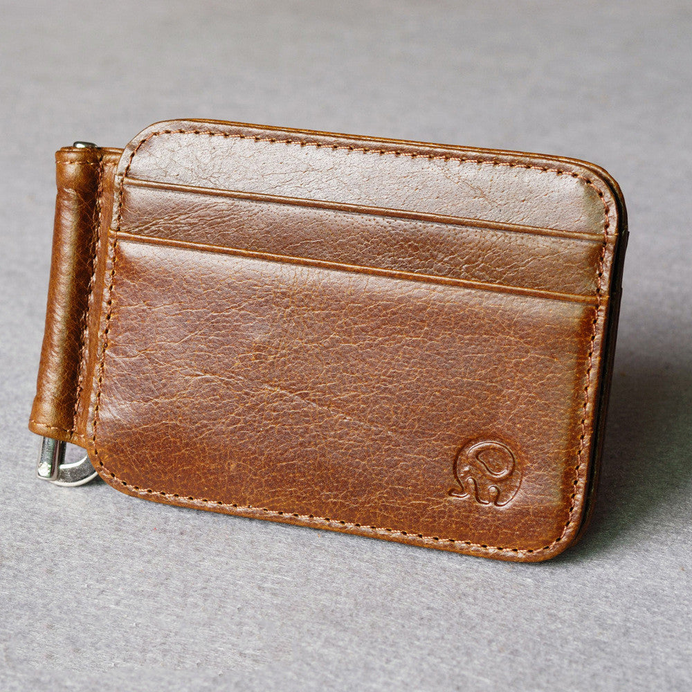 Small Round Elephant Leather Card Holder - WAlMYe #