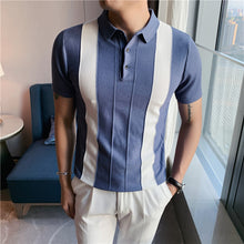Load image into Gallery viewer, Colorblock Striped Short-Sleeved Lapel T-Shirt - WAlMYe #