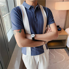 Load image into Gallery viewer, Colorblock Striped Short-Sleeved Lapel T-Shirt - WAlMYe #