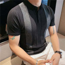 Load image into Gallery viewer, Colorblock Striped Short-Sleeved Lapel T-Shirt - WAlMYe #