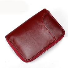 Load image into Gallery viewer, Leather Card Holder Short Rfid Multi-card Organ Card Holder Male And Female First Layer Cowhide Credit Card Holder Zipper - WAlMYe #