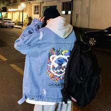 Load image into Gallery viewer, Autumn Creative Graffiti Print Denim Jacket Men