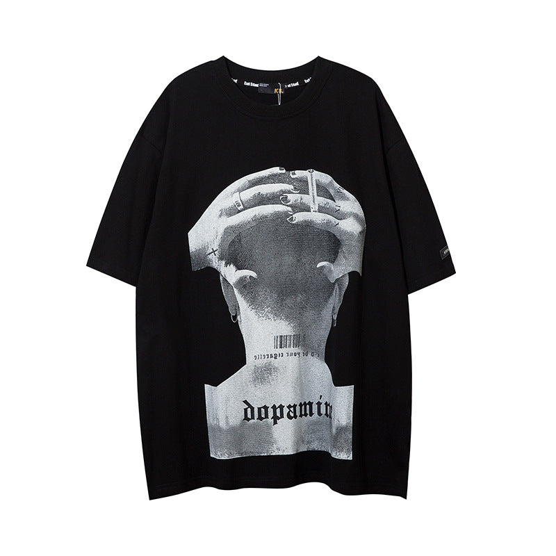 Diablo High Street National Trend Hip-hop Character Print Short Sleeve - WAlMYe #