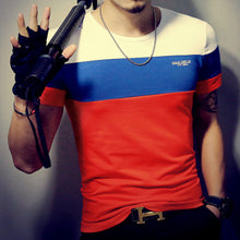 Load image into Gallery viewer, Three-color Stitching Round Neck Short-sleeved T-shirt - WAlMYe #