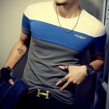 Load image into Gallery viewer, Three-color Stitching Round Neck Short-sleeved T-shirt - WAlMYe #