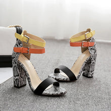 Load image into Gallery viewer, Thick-heeled high-heeled colorblock sandals - WAlMYe #