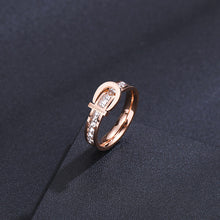 Load image into Gallery viewer, Geometric Titanium Steel Rose Gold Ring Women - WAlMYe #