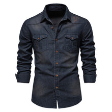 Load image into Gallery viewer, Men's Long-sleeved Denim Shirt Casual Solid Button Slim Tops Clothing
