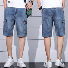Load image into Gallery viewer, Multi-Pocket Tooling Denim Shorts Men's Straight Loose Casual Five-Point Pants - WAlMYe #