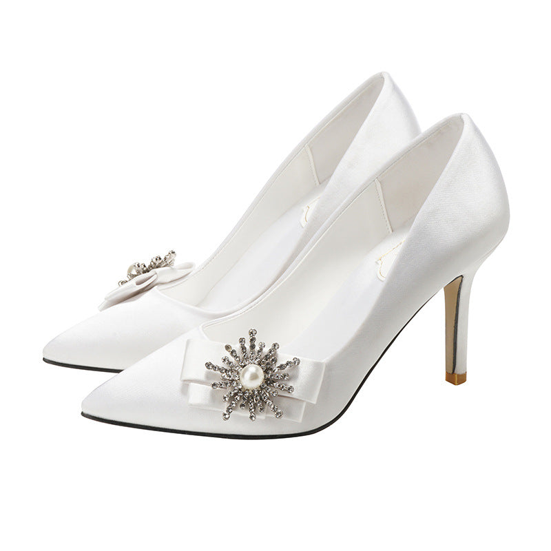 Champagne Dress High Heels Stiletto Crystal Bridesmaid Wedding Shoes - WAlMYe #