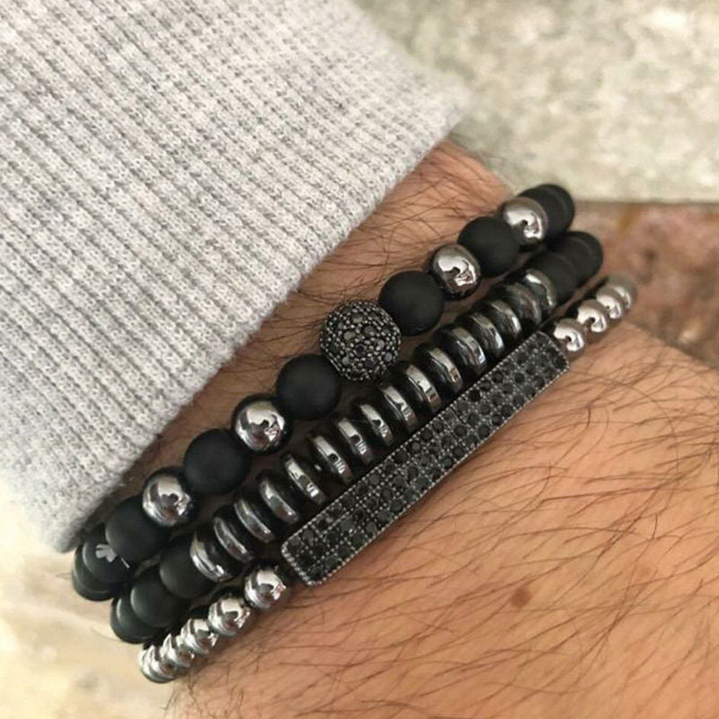 Black Frosted Copper Bracelet Set - WAlMYe #