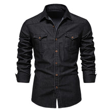 Load image into Gallery viewer, Men's Long-sleeved Denim Shirt Casual Solid Button Slim Tops Clothing