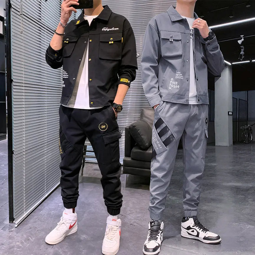 Jacket Men's Casual Suit Korean Version Of The Trend Of Slim And Handsome A Set Of Clothes - WAlMYe #