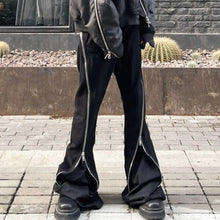 Load image into Gallery viewer, Men's Autumn And Winter Spiral Track Large Zipper Black Jeans - WAlMYe #