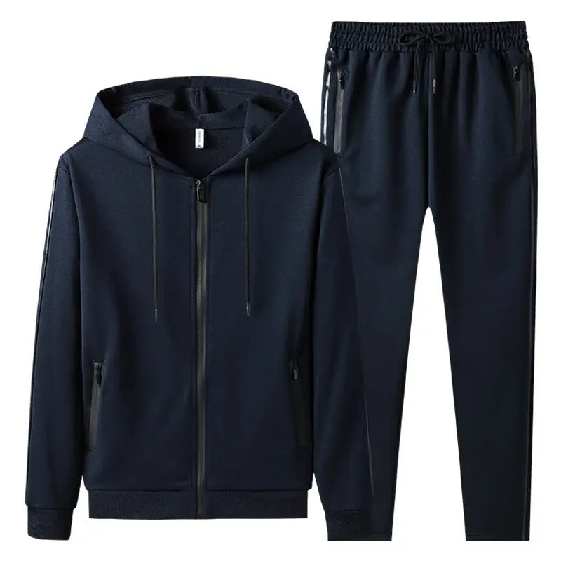 Men's Casual Sports Cardigan Hooded Cardigan Slim Two Piece Suit - WAlMYe #