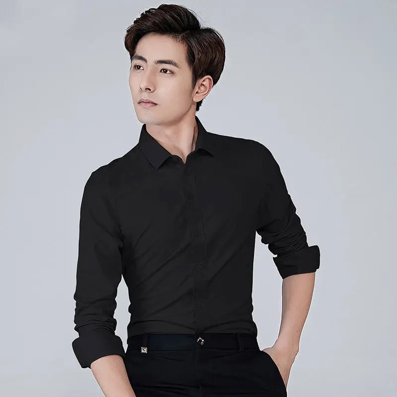 Men's Formal Business Solid Color Long Sleeved Shirt - WAlMYe #