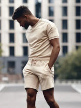Load image into Gallery viewer, Men's Light Khaki Short Sleeve T-Shirt Sports Suit - WAlMYe #