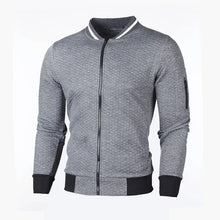 Load image into Gallery viewer, Men's Plaid Solid Color Sardigan Zipper Stand Collar Sweater - WAlMYe #