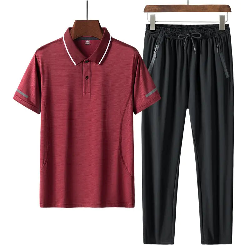 Men's Short-sleeved Suit Summer Leisure Sports Two-piece Suit - WAlMYe #