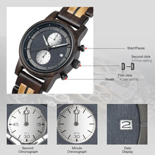 Load image into Gallery viewer, New Leisure Sports Wood Watch Men's Stainless Steel Back Cover - WAlMYe #