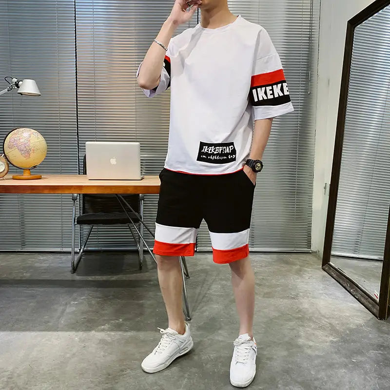 New Men's Summer Short-sleeved T-shirt Set Korean Version Trend - WAlMYe #