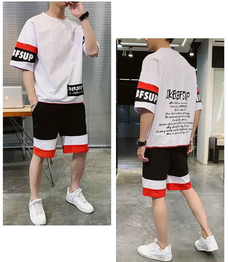New Men's Summer Short-sleeved T-shirt Set Korean Version Trend - WAlMYe #