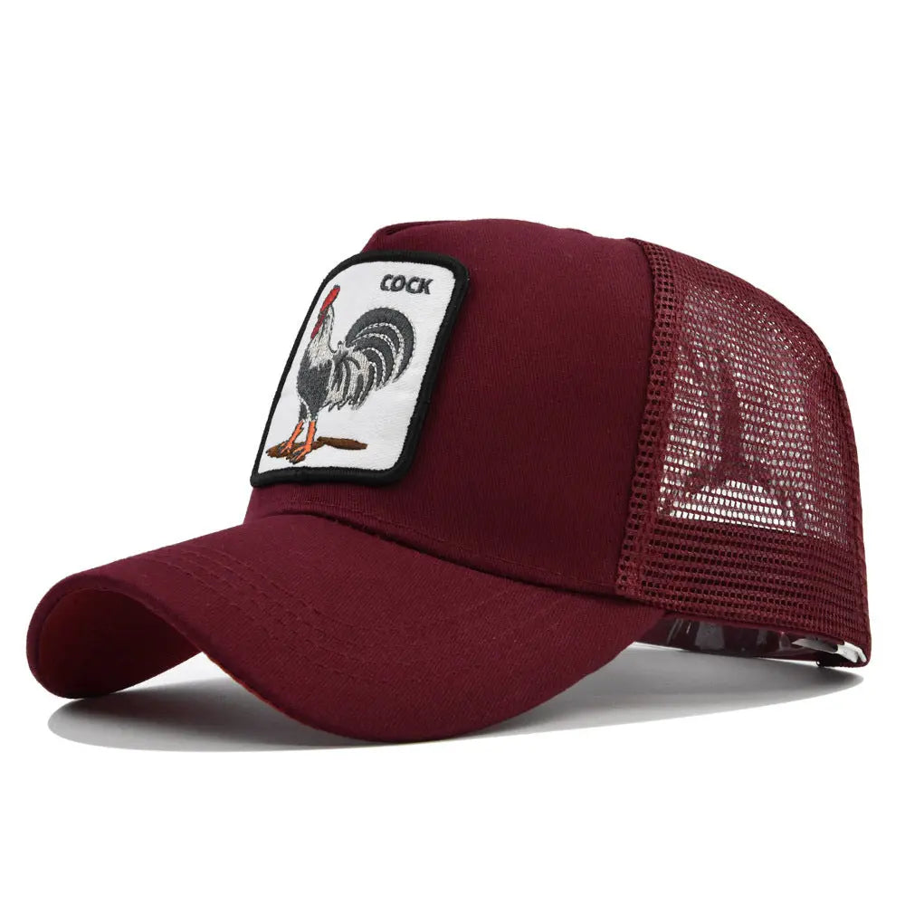 Rooster Animal Embroidered Baseball Mesh Hat - WAlMYe #