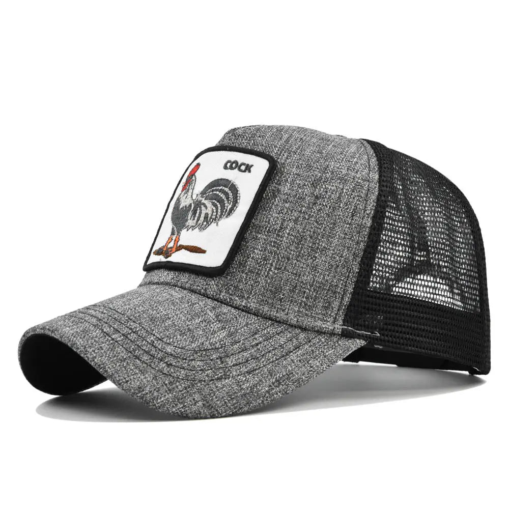 Rooster Animal Embroidered Baseball Mesh Hat - WAlMYe #
