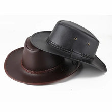 Load image into Gallery viewer, Solid Colour Leather Cord Large Brimmed Sun Visor Cowboy Hat - WAlMYe #