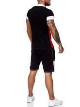Load image into Gallery viewer, Sports Suit Men's Color Matching Stitching Lapel POLO Shirt Casual Short Sleeved Suit - WAlMYe #
