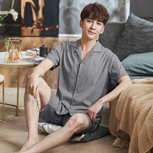 Load image into Gallery viewer, Summer Pajamas Men's Short-Sleeved Shorts Thin Cotton Suit - WAlMYe #
