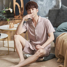 Load image into Gallery viewer, Summer Pajamas Men's Short-Sleeved Shorts Thin Cotton Suit - WAlMYe #