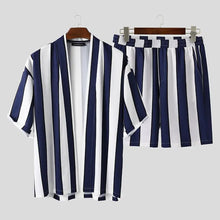 Load image into Gallery viewer, Summer Short Men's Striped Beach Pajamas Suit - WAlMYe #