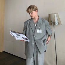 Load image into Gallery viewer, Summer Short-Sleeved Shirt Suit Plaid Suit Houndstooth Three-Piece Suit Suit Male - WAlMYe #