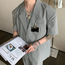 Load image into Gallery viewer, Summer Short-Sleeved Shirt Suit Plaid Suit Houndstooth Three-Piece Suit Suit Male - WAlMYe #