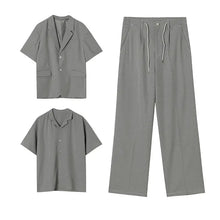 Load image into Gallery viewer, Summer Short-Sleeved Shirt Suit Plaid Suit Houndstooth Three-Piece Suit Suit Male - WAlMYe #