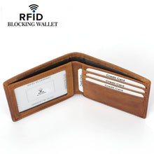 Load image into Gallery viewer, RFID Leather Bifold Retro Men's Wallet - WAlMYe #