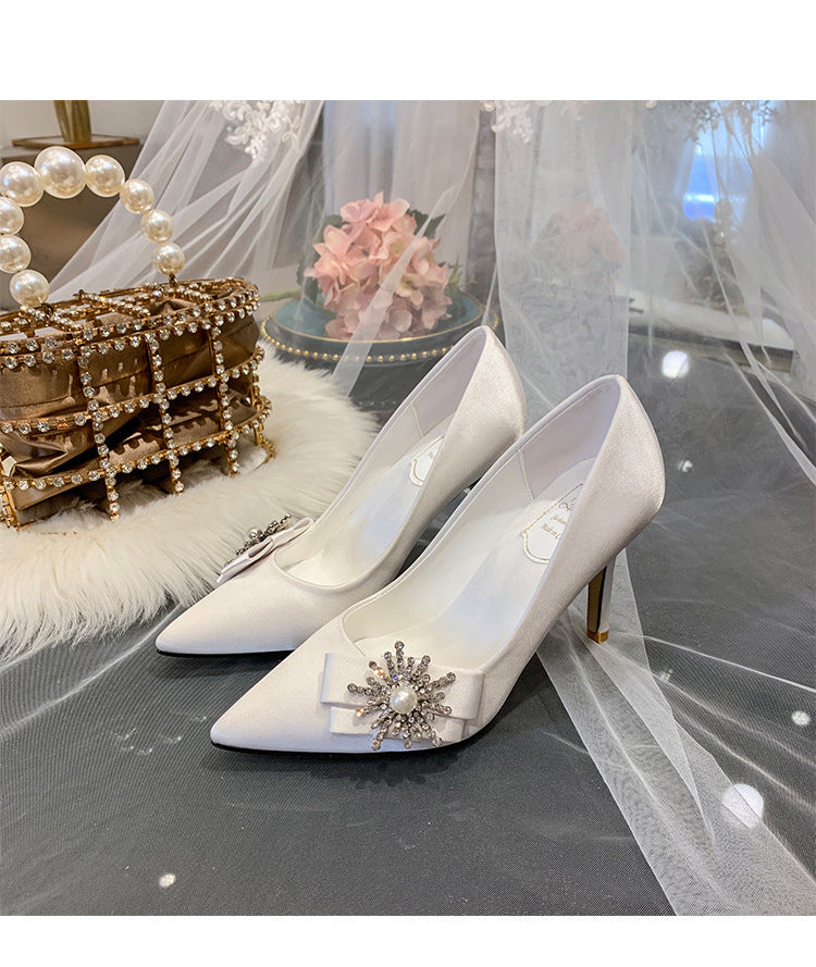 Champagne Dress High Heels Stiletto Crystal Bridesmaid Wedding Shoes - WAlMYe #