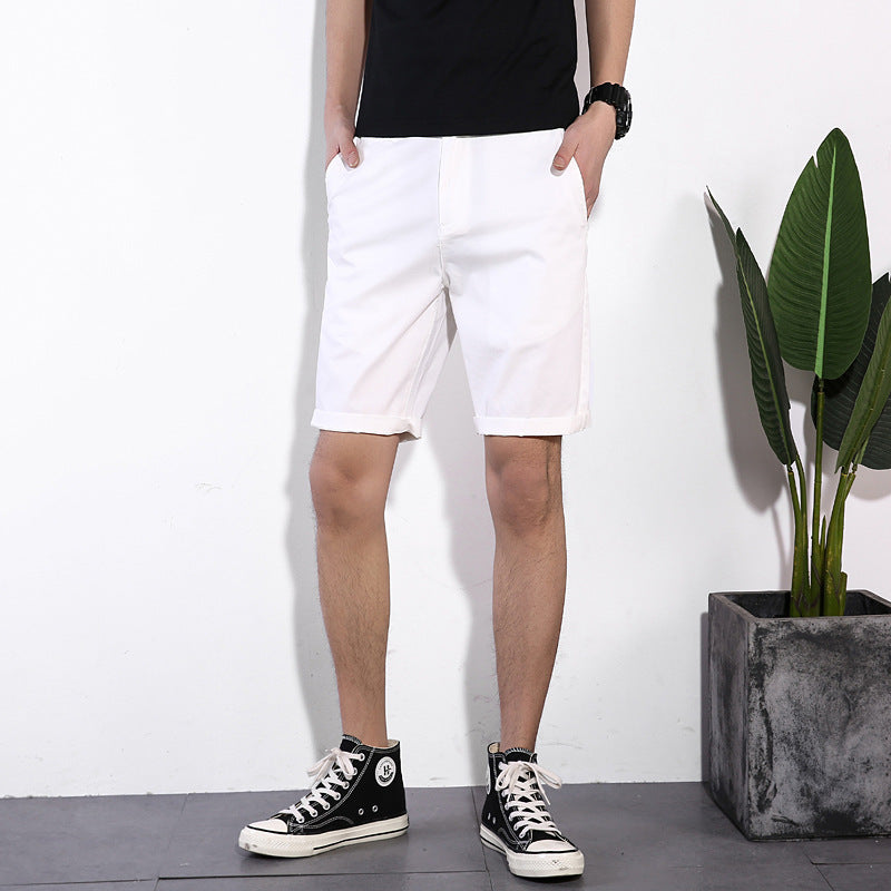 Men's solid color casual cotton shorts