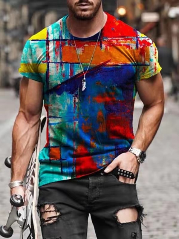 Men's lightweight printed sports tee for hot weather