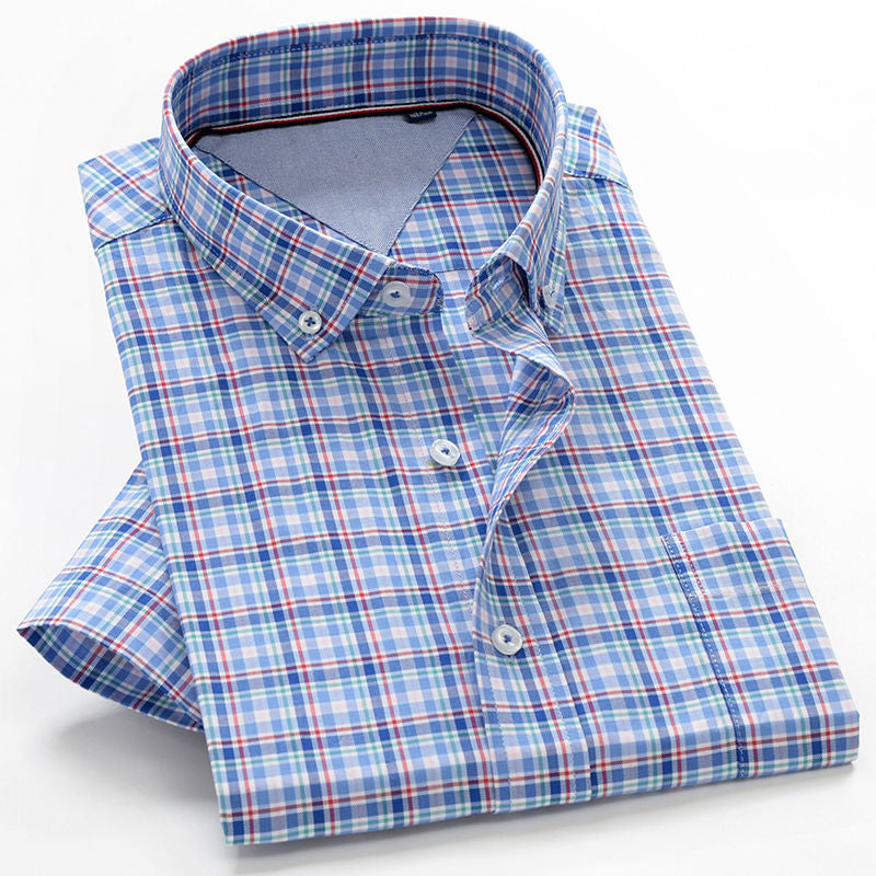Men's loose cotton short-sleeve plus-size shirt