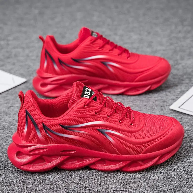 Men's lightweight blade-sole running shoes in red