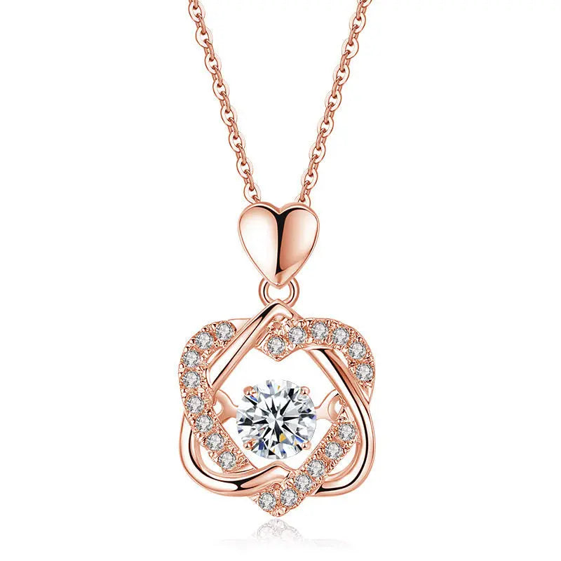 Women's heart pendant necklace in rose gold and silver