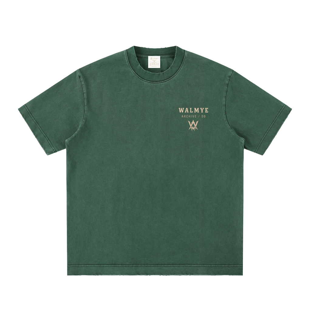 WALMYE Archive Heavyweight Vintage Washed Frayed Tee – Retro Green