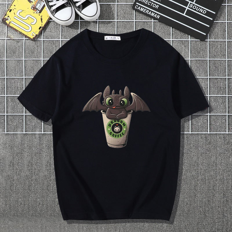 Short-sleeved T-shirt Men's All-match Loose Print Round Neck Japanese Style - WAlMYe #